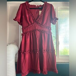 Dark red babydoll dress